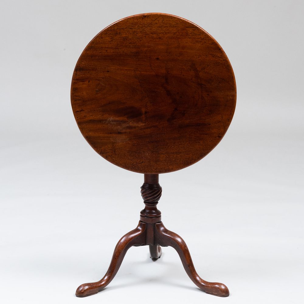 Appraisal: George III Mahogany Tilt-Top Table x in diam Property from