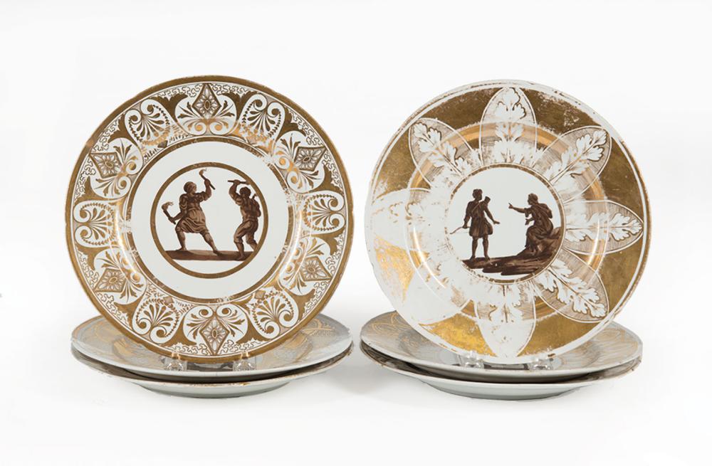 Appraisal: Six Paris Porcelain Plates th c with Classical scenes rubbed