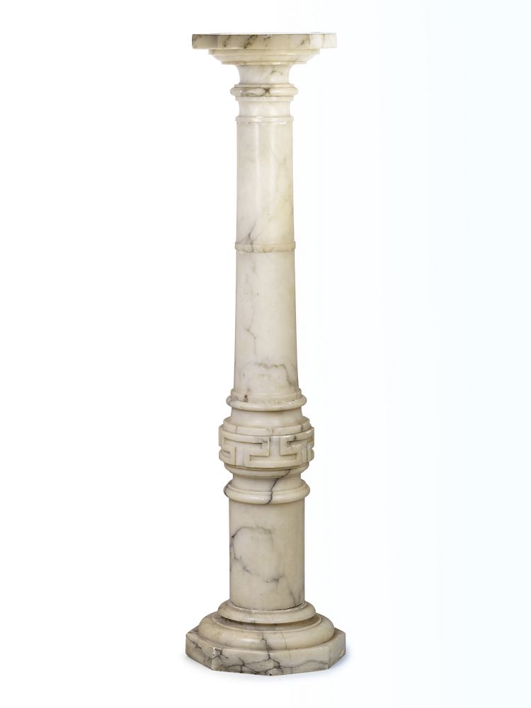 Appraisal: A Neoclassical White Marble Pedestal A Neoclassical White Marble Pedestal