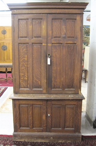 Appraisal: AN OAK FILE CABINET ON CABINET American c the larger