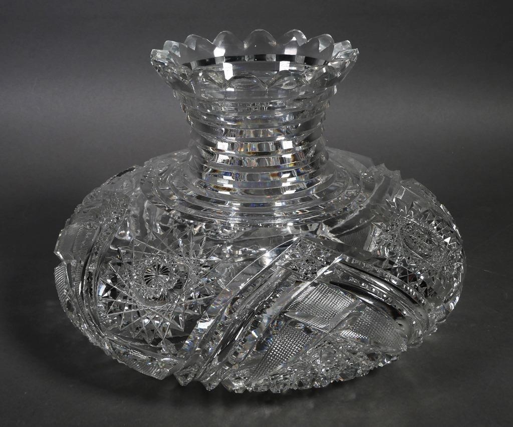 Appraisal: LARGE ABP CUT GLASS FLOWER CENTERAntique American Brilliant Period cut