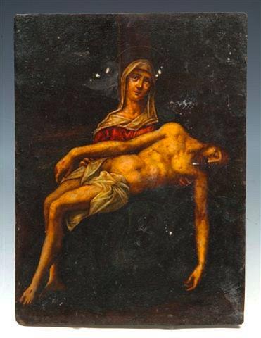 Appraisal: CONTINENTAL SCHOOL - The Pieta oil on copper x