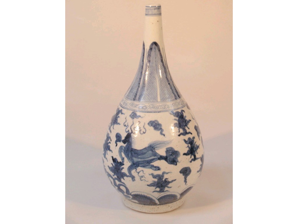 Appraisal: A Chinese blue and white bottle vase painted with horses