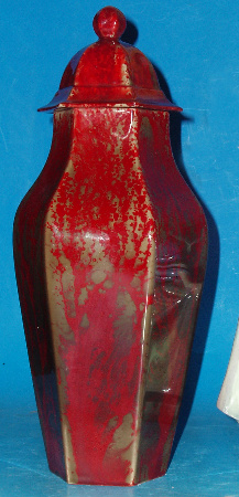 Appraisal: Bernard Moore Flambe Vase and Cover Decorated In a Viened