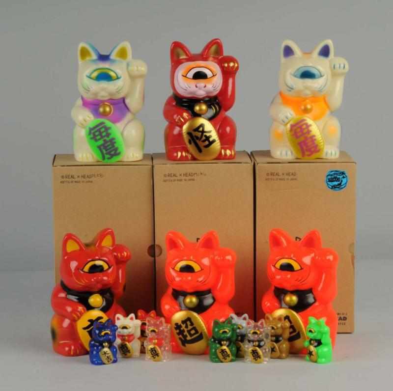 Appraisal: Lot of Real Head Lucky Cat Soft Vinyl Figures Description