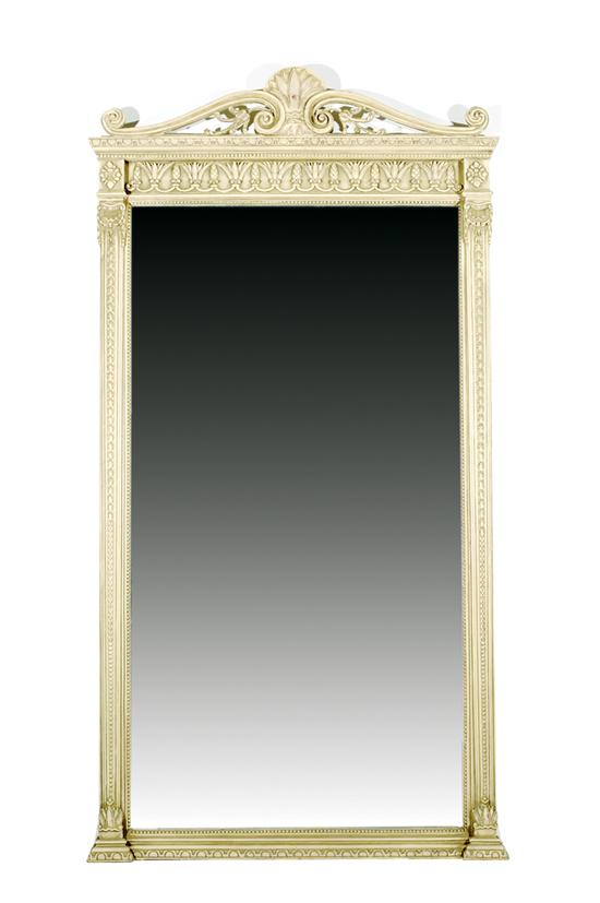 Appraisal: Continental painted pier mirror scrolling crest over egg-and-dart cornice and