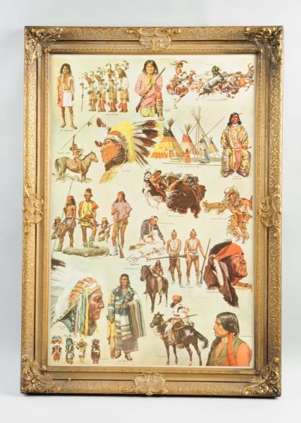 Appraisal: Native American Life Poster This poster depicts numerous famous Native