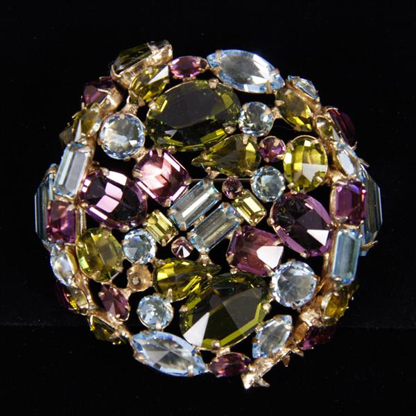 Appraisal: Schreiner New York Multi Color Crystal Jeweled Brooch Pin Missing