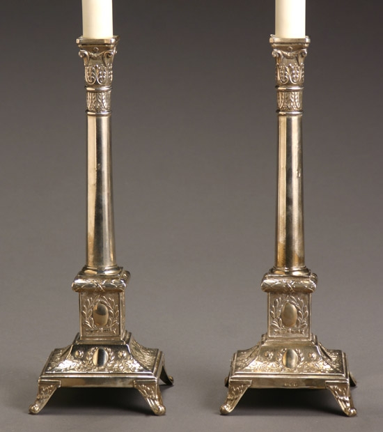 Appraisal: Pair of Polish Neoclassical Style Silver Candlesticks - Each impressed