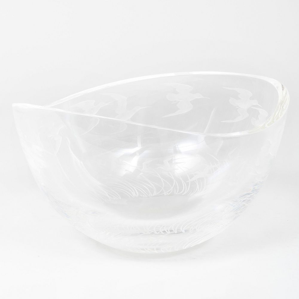 Appraisal: Steuben Snipe Bowl Designed by James Houston Signed in etch