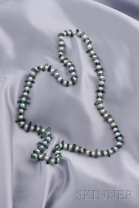 Appraisal: Freshwater Pearl and Tourmaline Necklace Cynthia Wolff of alternating freshwater