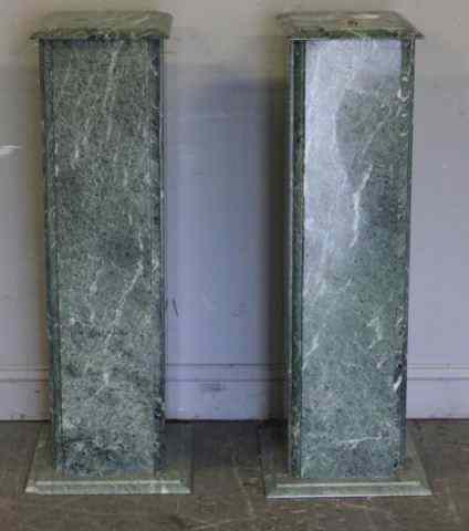 Appraisal: Pair of Green Marble Pedestals From a Manhattan NY estate