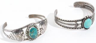 Appraisal: Woman's Navajo Silver Turquoise Cuff Bracelets inner diameter Silver tested