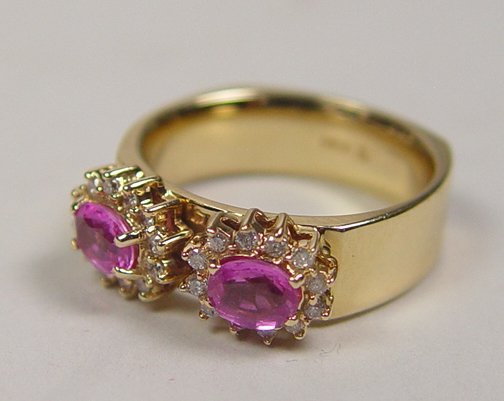 Appraisal: Ladies Yellow Gold Diamond Pink Sapphire Ring grams k yellow