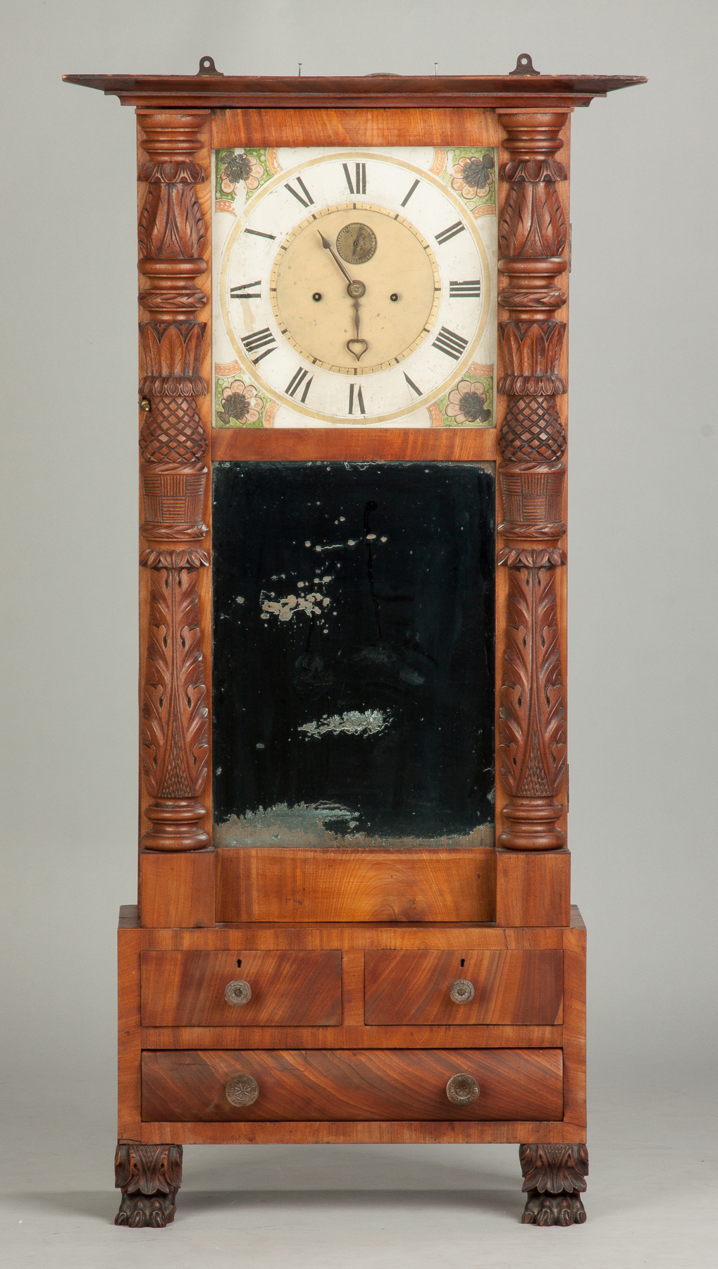 Appraisal: Carved Abner Jones Shelf Clock Bloomfield NY C Mahogany case