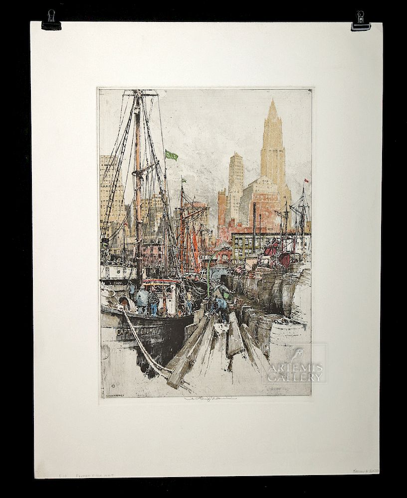 Appraisal: Estate Signed Kasimir Etching Fulton Fish Market Luigi Kasimir Austrian