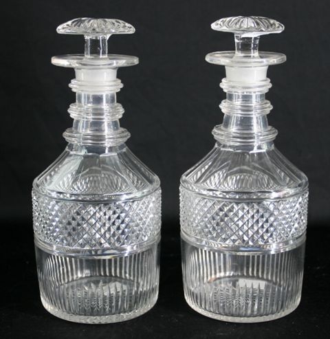 Appraisal: A fine pair of Georgian decanters and stoppers with diamond