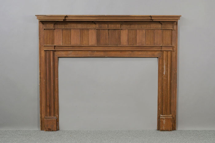 Appraisal: FEDERAL CARVED PINE FIREPLACE MANTEL The multi-tiered stepped cornice with