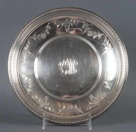 Appraisal: American engraved and reticulated sterling silver pastry tray Gorham pattern