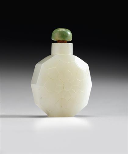 Appraisal: Fine and large Chinese white jade faceted snuff bottle early