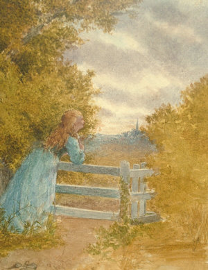 Appraisal: British school late th century- Girl at a gate with