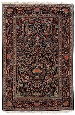 Appraisal: Kashan rug tree of life design with elaborate mihrab trees