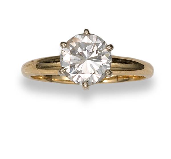 Appraisal: A diamond solitaire ring round brilliant-cut diamond weighing an estimated