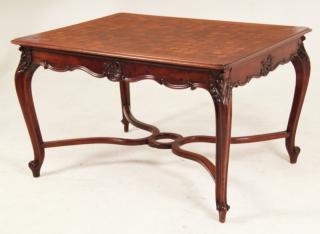 Appraisal: PROVINCIAL LOUIS XV STYLE CARVED WALNUT BREAKFAST TABLE PROVINCIAL LOUIS