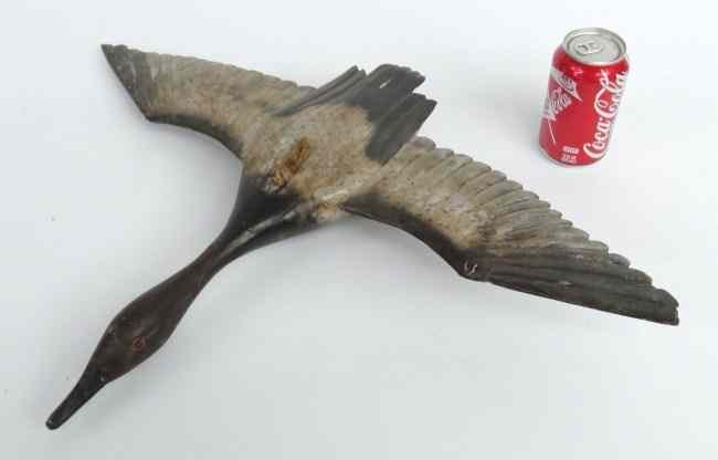 Appraisal: Painted wooden flying decoy '' Wing Span Small chip to