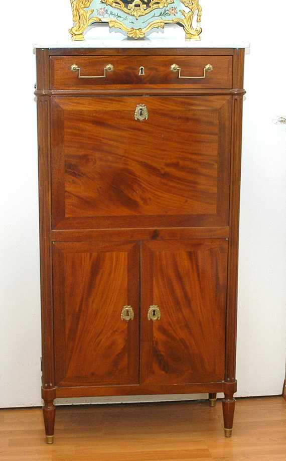 Appraisal: SECRETAIRE A ABATTANT Directoire Paris circa Shaped and fluted mahogany