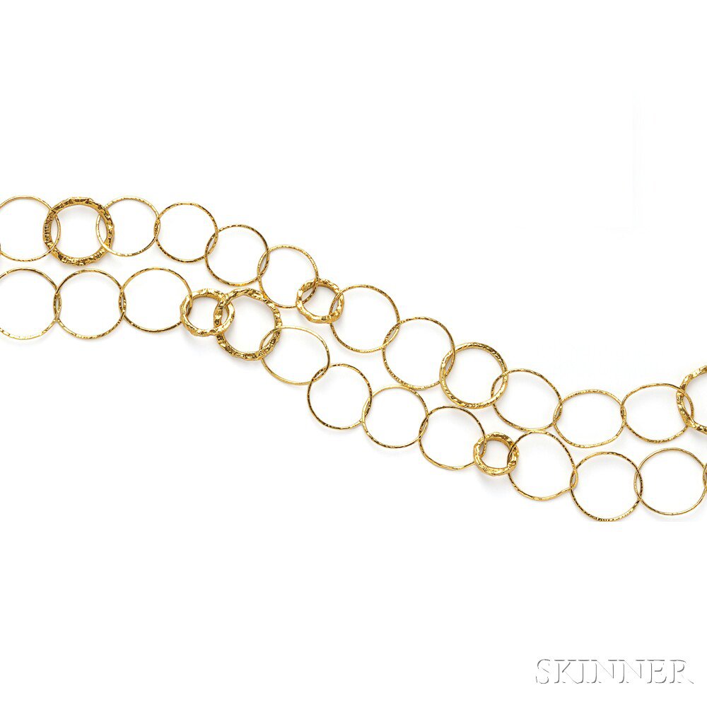 Appraisal: kt Gold Hammered Circles Necklace Paloma Picasso Tiffany Co dwt