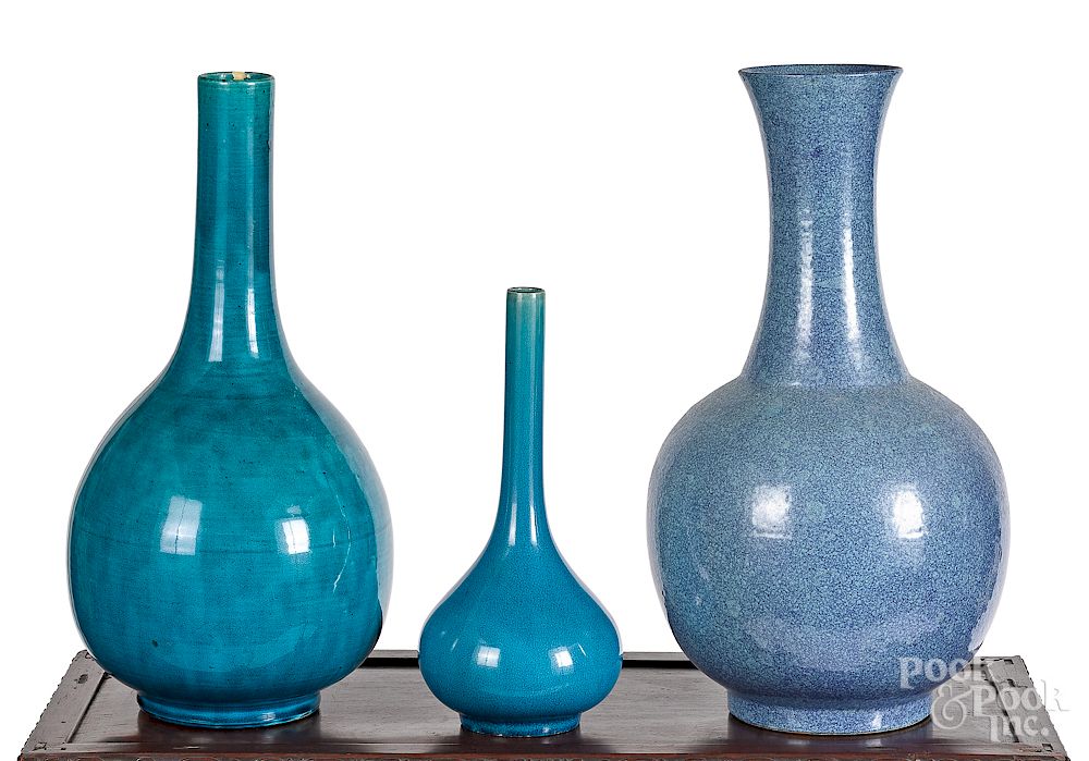 Appraisal: Two Chinese turquoise ground vases Exclusive on Bidsquare Two Chinese