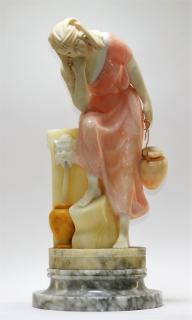 Appraisal: FINE Italian Alabaster Classical Woman Sculpture ITALY CIRCA A fine