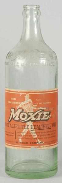 Appraisal: -Ounce Moxie Bottle with Ted Williams Label Description s Two-piece