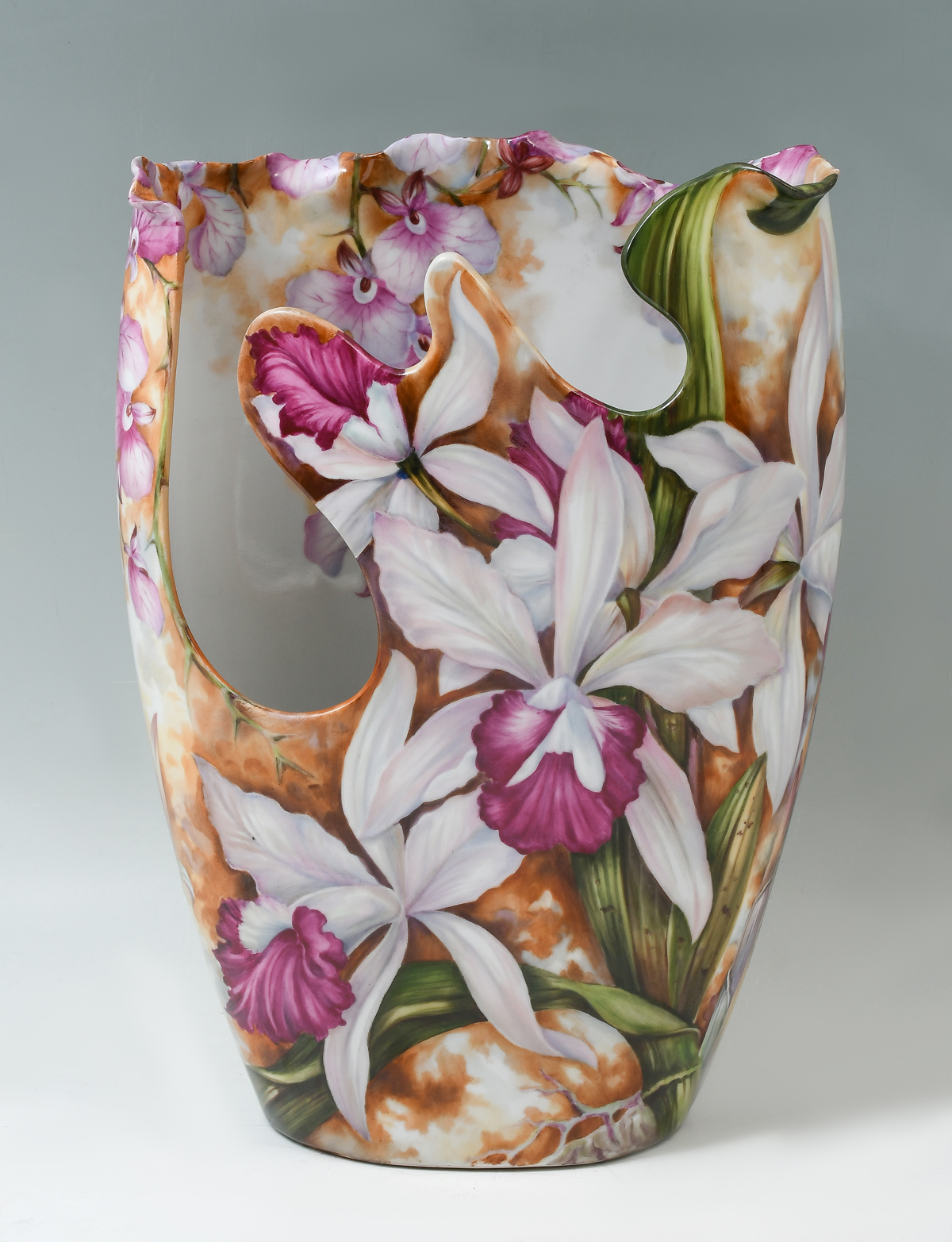 Appraisal: FINELY PAINTED FLORAL PORCELAIN VASE Beautifully hand-painted vase having an