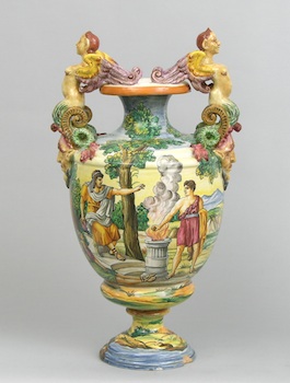 Appraisal: A Large Majolica Istoriato Urn or Vase Italian ca th