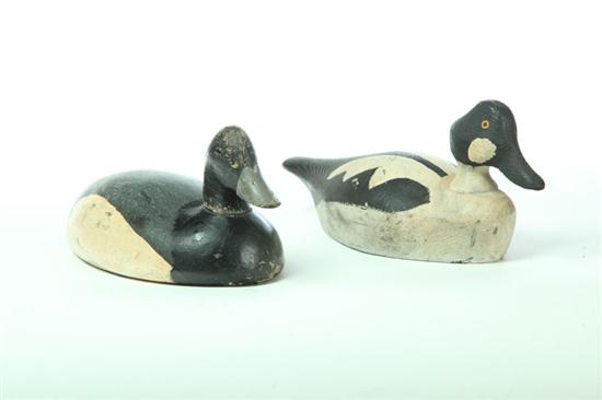 Appraisal: TWO DECOYS American th century carved wood Hollow decoy with