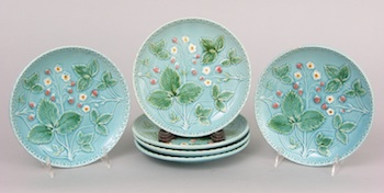 Appraisal: Six German Majolica Plates A set of six German majolica