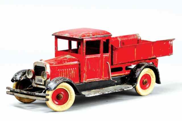 Appraisal: KINGSBURY DUMP TRUCK C pressed steel painted in red overall