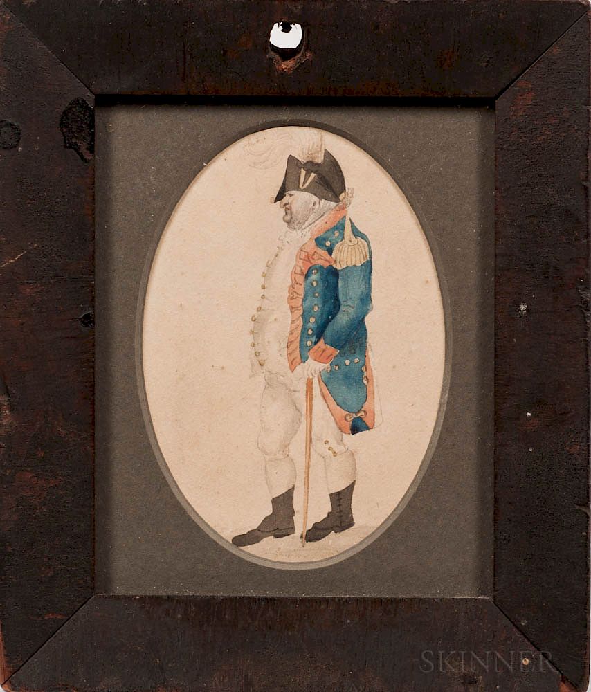 Appraisal: American School c Miniature Portrait of an American Militia Officer