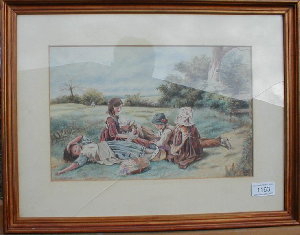 Appraisal: After Miles Birkett Foster Watercolour of children playing in a