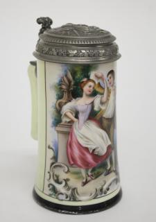 Appraisal: Antique German Porcelain Lithophane Beer Stein German porcelain stein antique