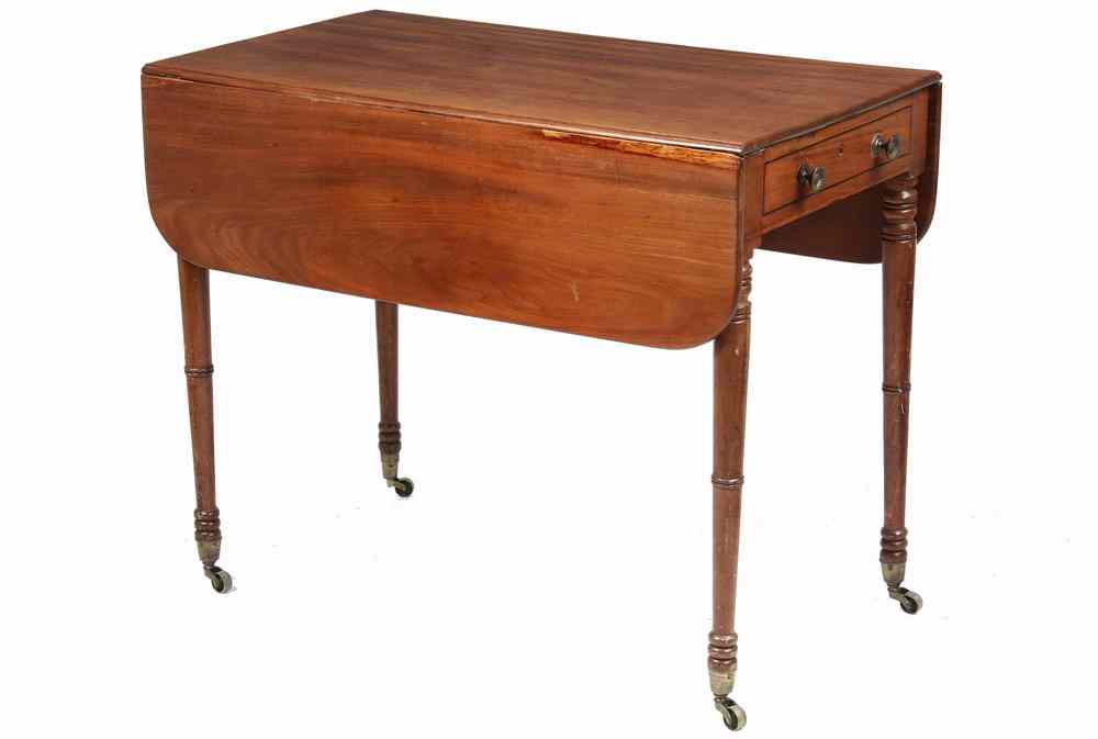 Appraisal: TABLE - English Mahogany Sheraton Pembroke drop leaf table with