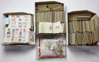 Appraisal: lot of three boxes Thousands of worldwide stamps and approval