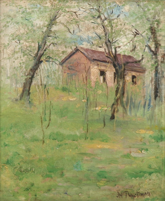 Appraisal: SCHOOL OF JOHN TWACHTMAN American - CABIN IN THE WOODS