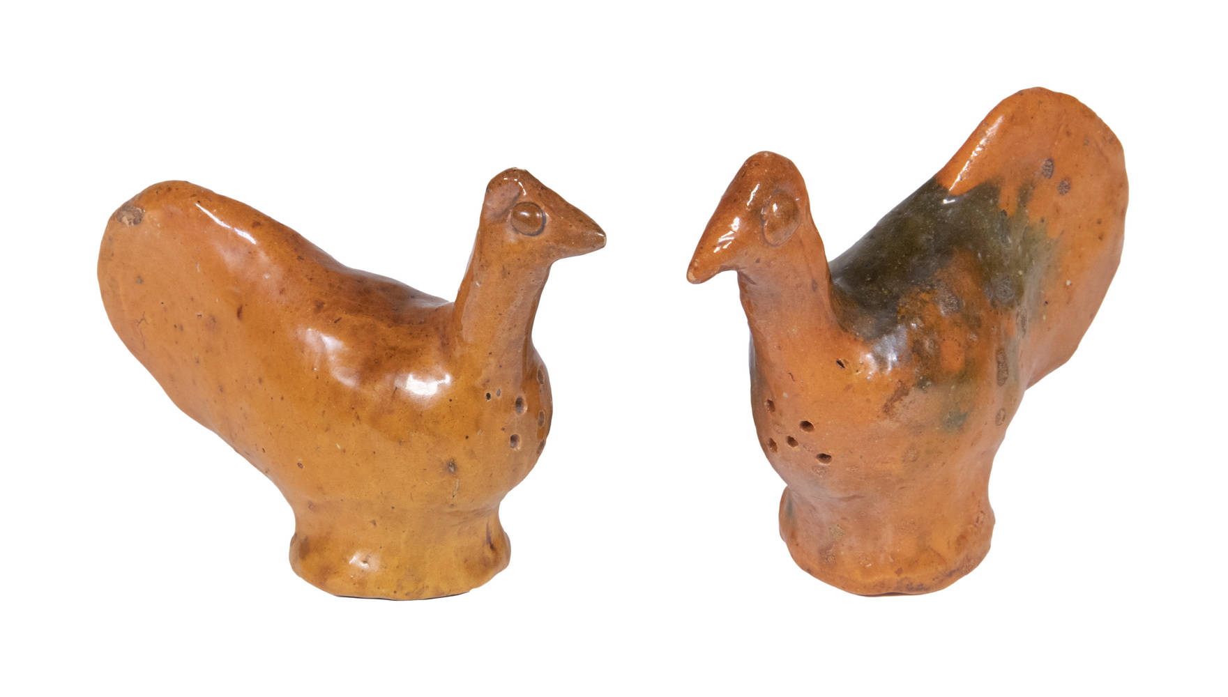 Appraisal: PR POTTERY BIRD FORM SALT PEPPER SHAKERS Pair of Folk