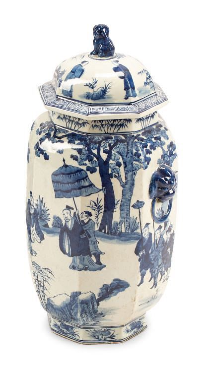 Appraisal: A Chinese Export Blue and White Porcelain Jar Height inches