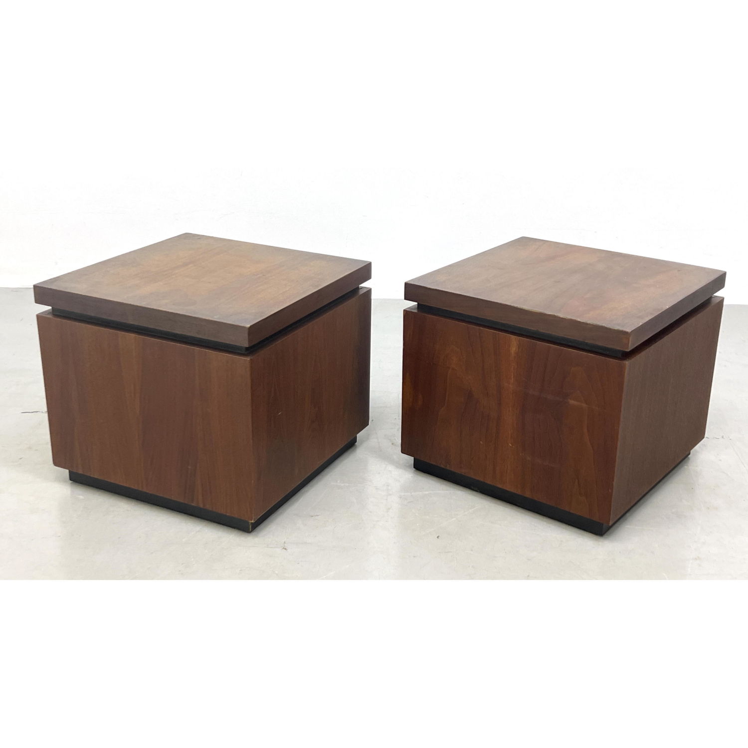 Appraisal: Pair American Modern Walnut Cube Side Tables Dimensions H inches