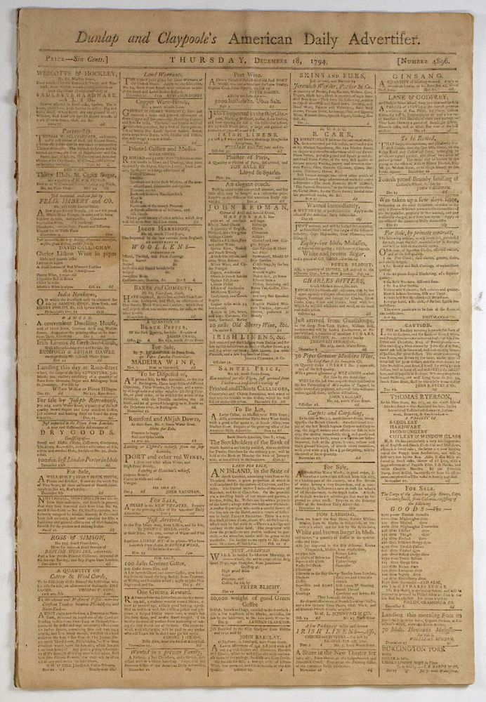 Appraisal: Group of Early Periodical Pages New York Times Dunlap and