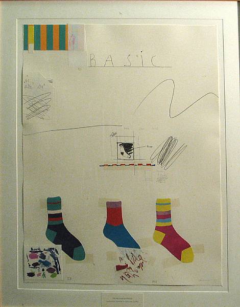 Appraisal: Raymond Saunders Basic Lithograph with color lithograph collage on paper